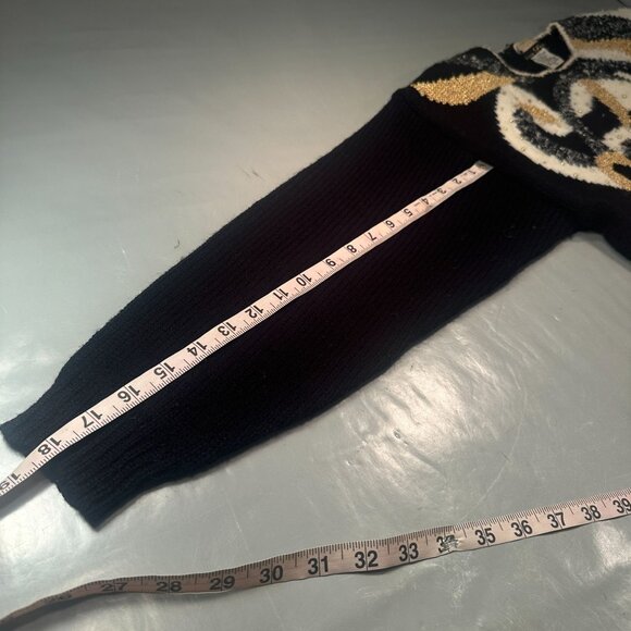 Dana Scott Sweater Women Tunic Vintage Beaded Angora Wool Blend Gold Graphic - Picture 11 of 14